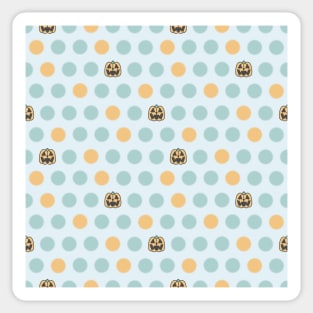 Polka Dots and Scattered Pumpkins - Halloween Pattern - Pastel Colors Sticker